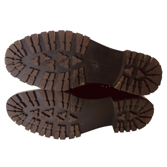 ZARA Studded Combat Moto Ankle Boots Black Slip On Faux Leather  EU39/US 8-8.5 - Picture 6 of 9